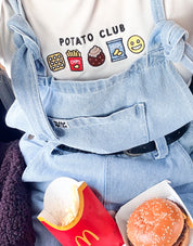 Potato Club Embroidered Micro Rib 3/4 Sleeve Tee