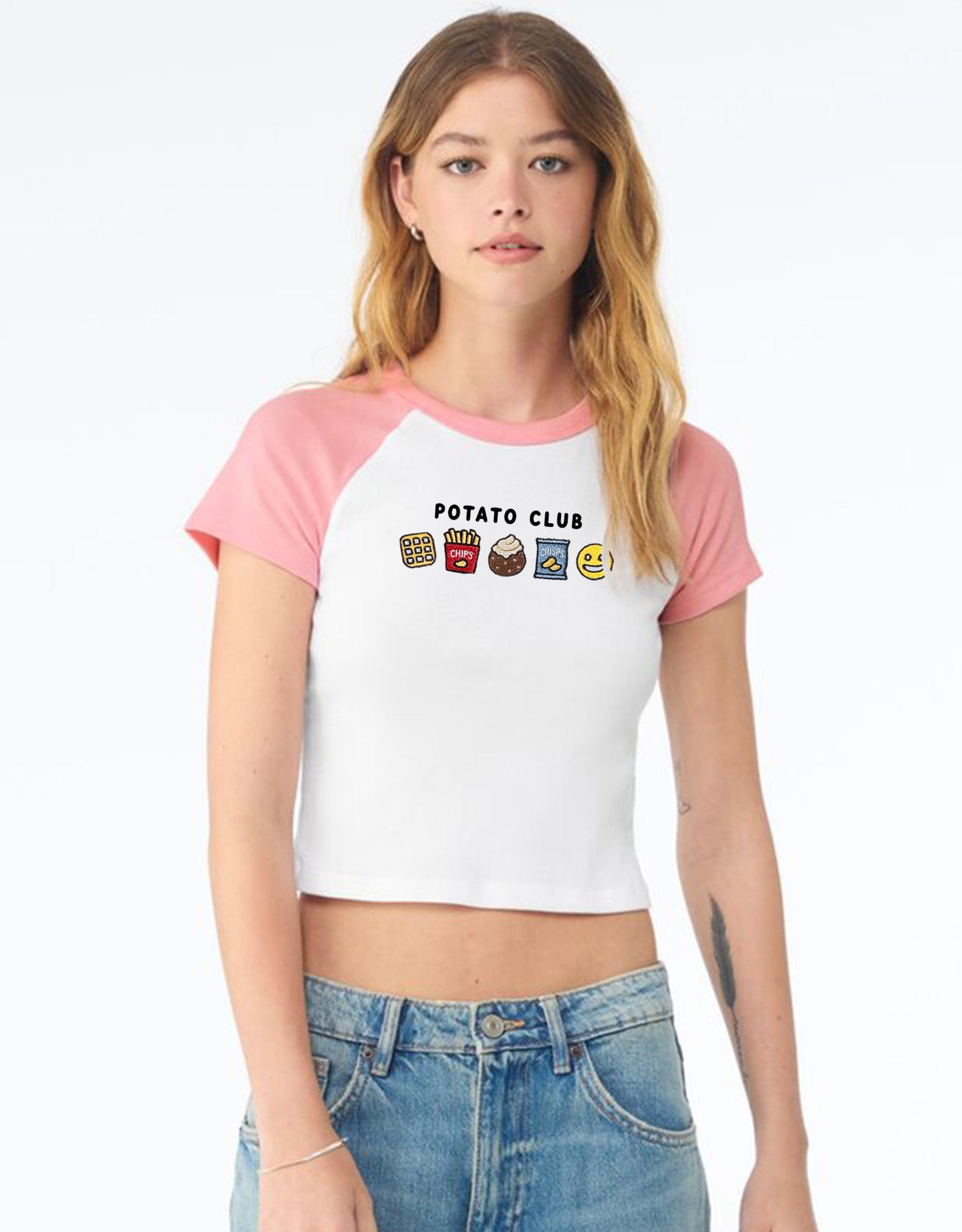Potato Club Embroidered Micro Rib Raglan Baby Tee
