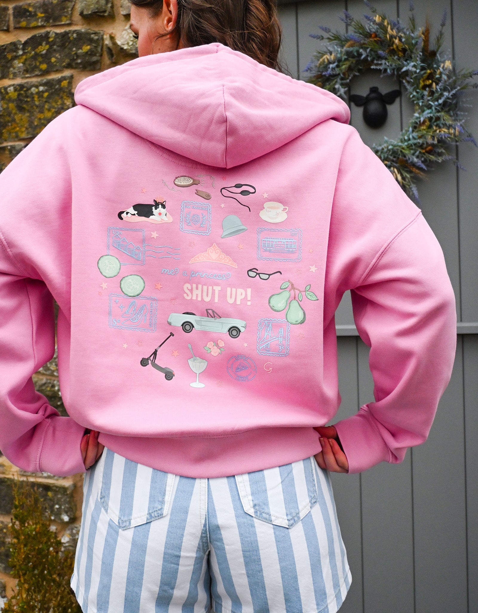 Princess Diaries Printed Boxy Organic Cotton Zip Hoodie