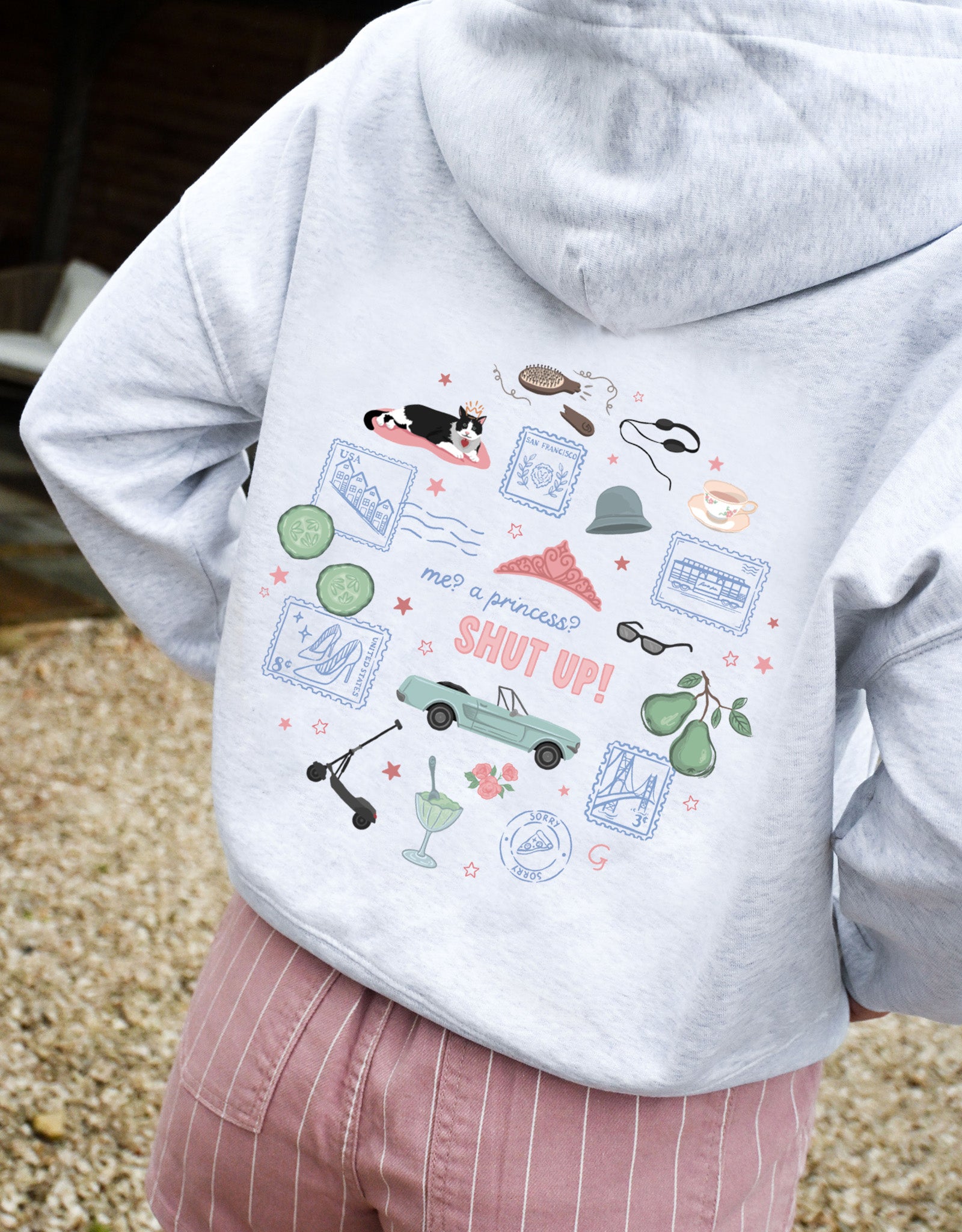 Princess Diaries Printed Boxy Organic Cotton Zip Hoodie