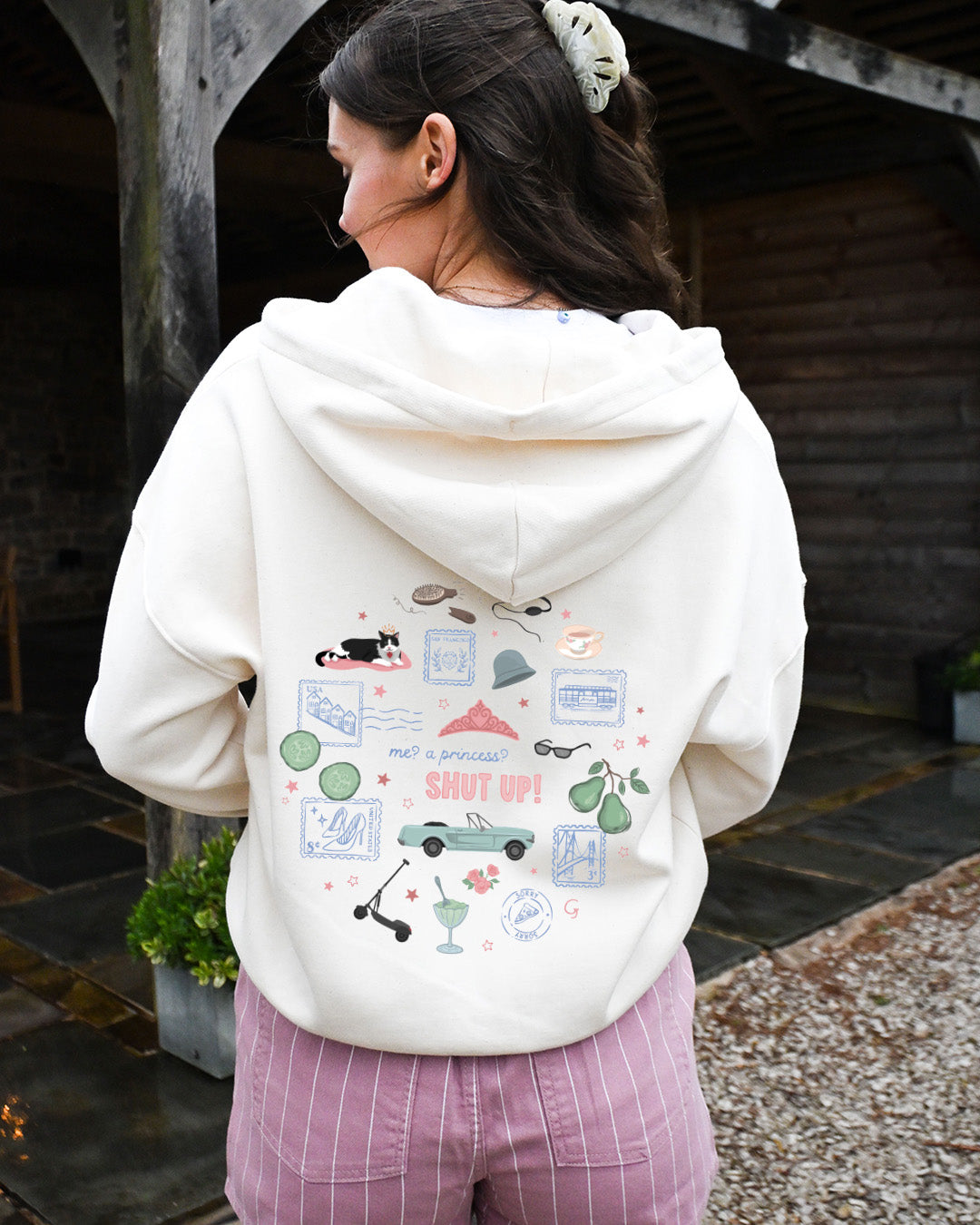 Princess Diaries Printed Boxy Organic Cotton Zip Hoodie