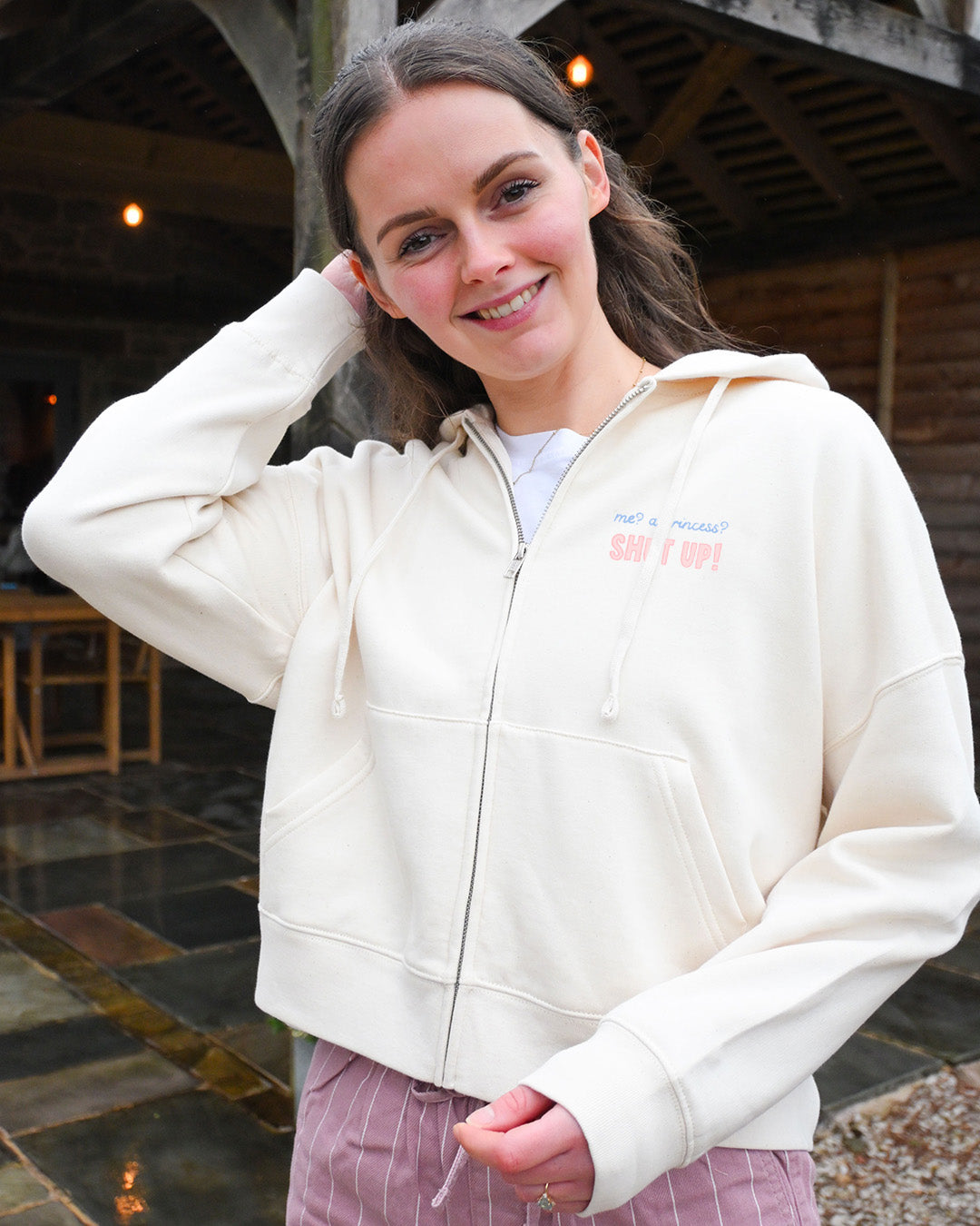 Princess Diaries Printed Boxy Organic Cotton Zip Hoodie