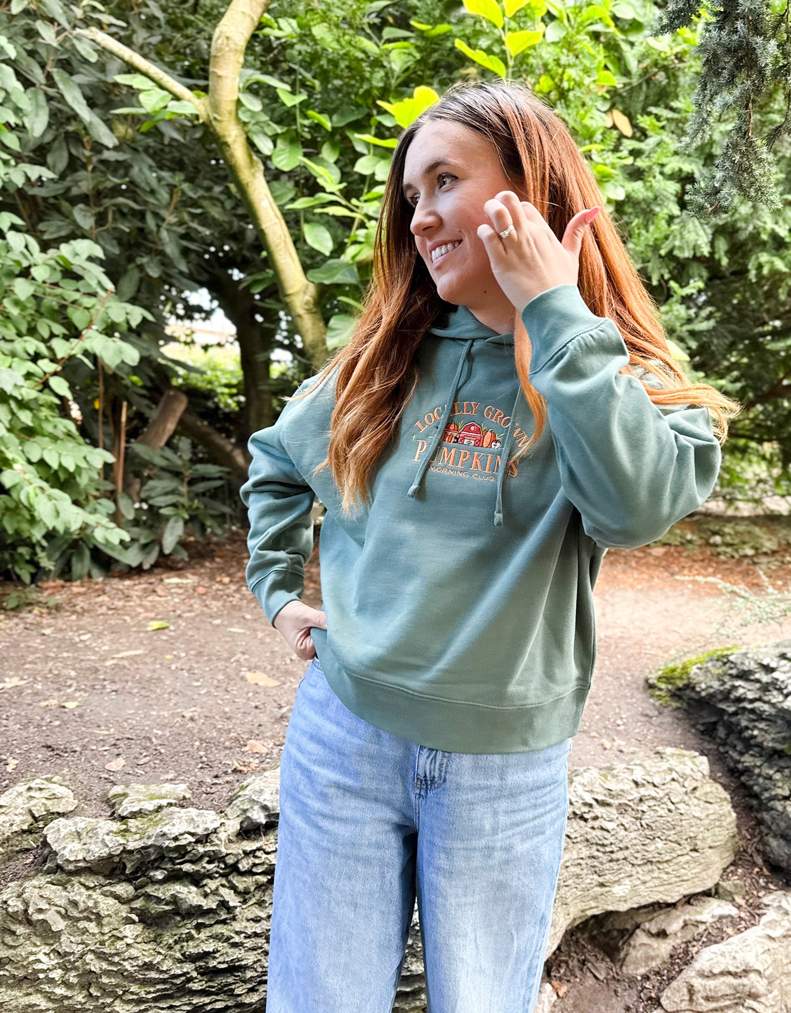 Pumpkins Embroidered Boxy Organic Cotton Hoodie