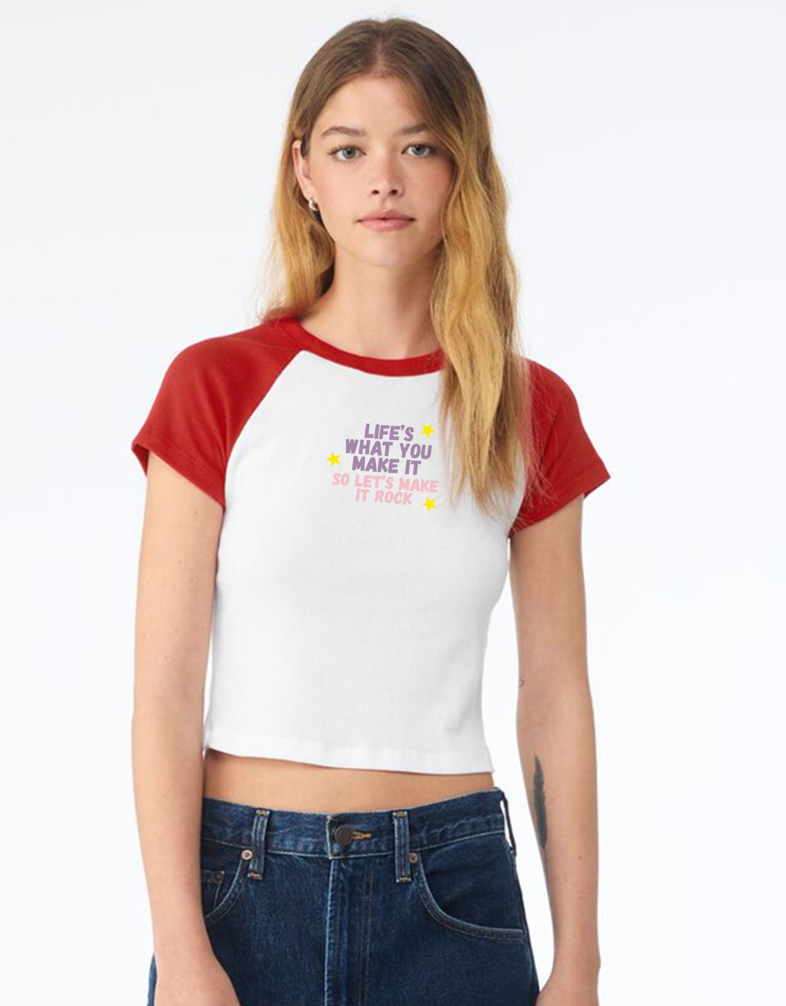 Hannah Lyrics Embroidered Micro Rib Raglan Baby Tee