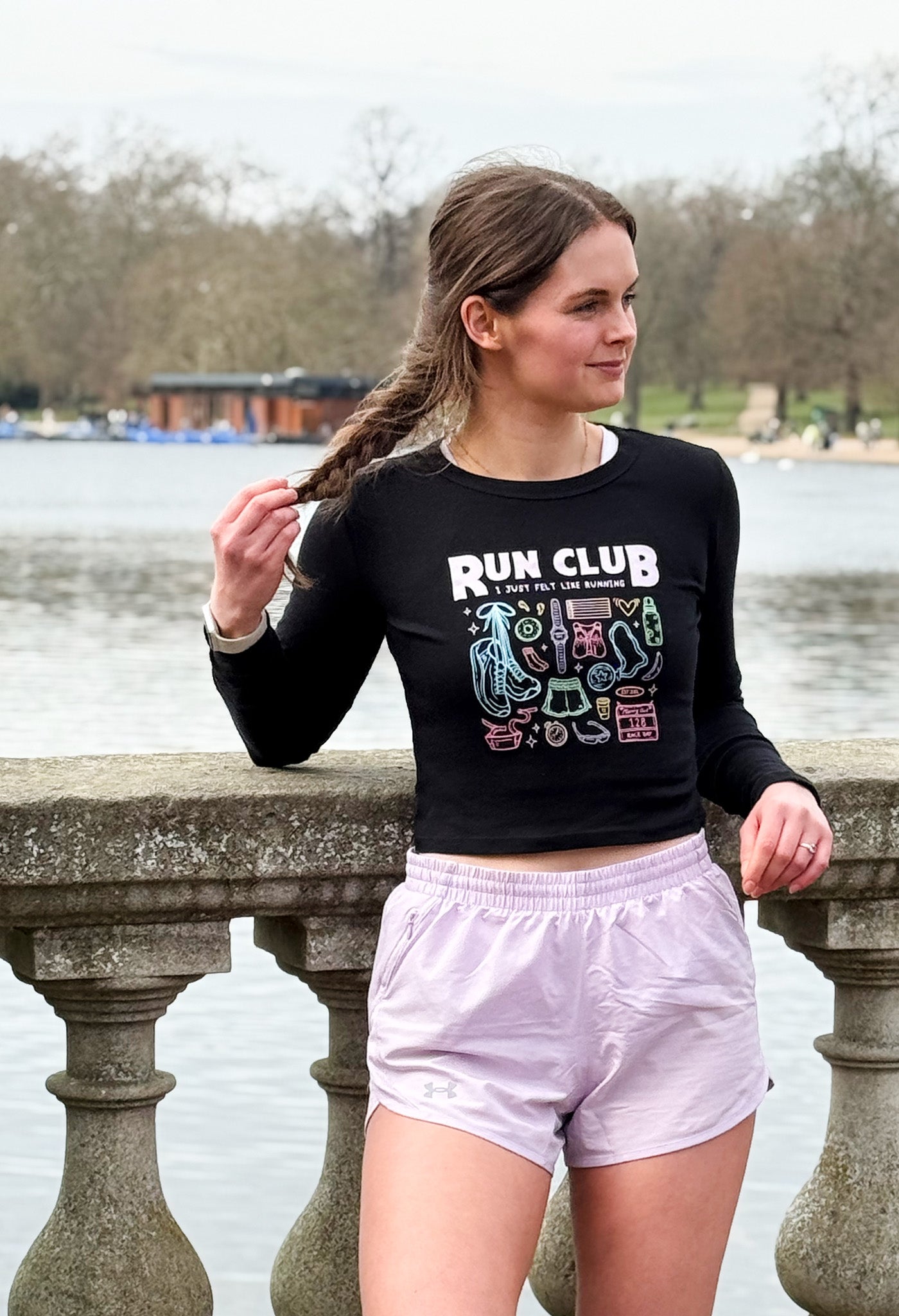 Run Club Printed Micro Rib Long Sleeved Tee Join the Running