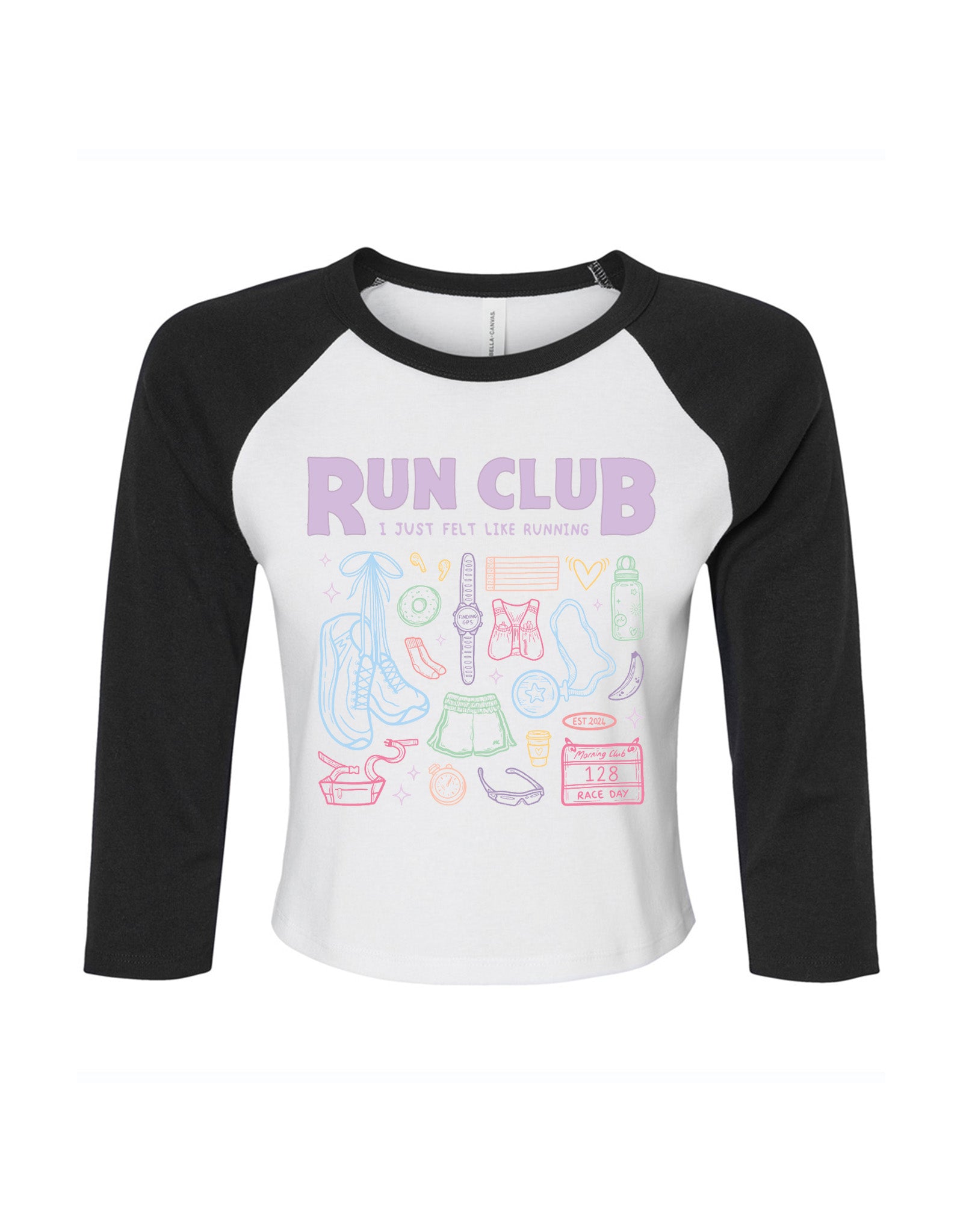 Run Club Printed Micro Rib 3/4 Sleeve Tee