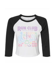 Run Club Printed Micro Rib 3/4 Sleeve Tee