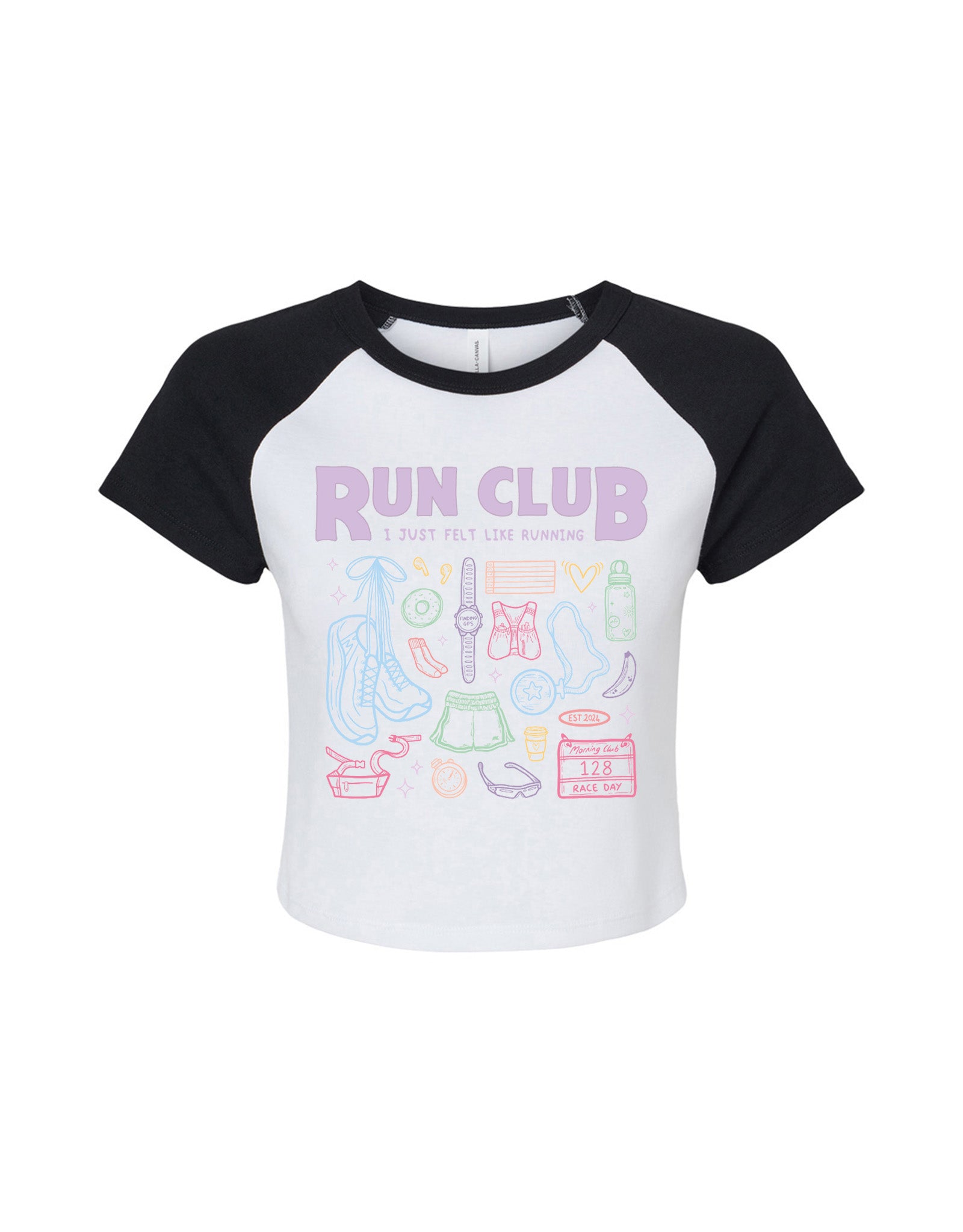 Run Club Printed Micro Rib Raglan Baby Tee