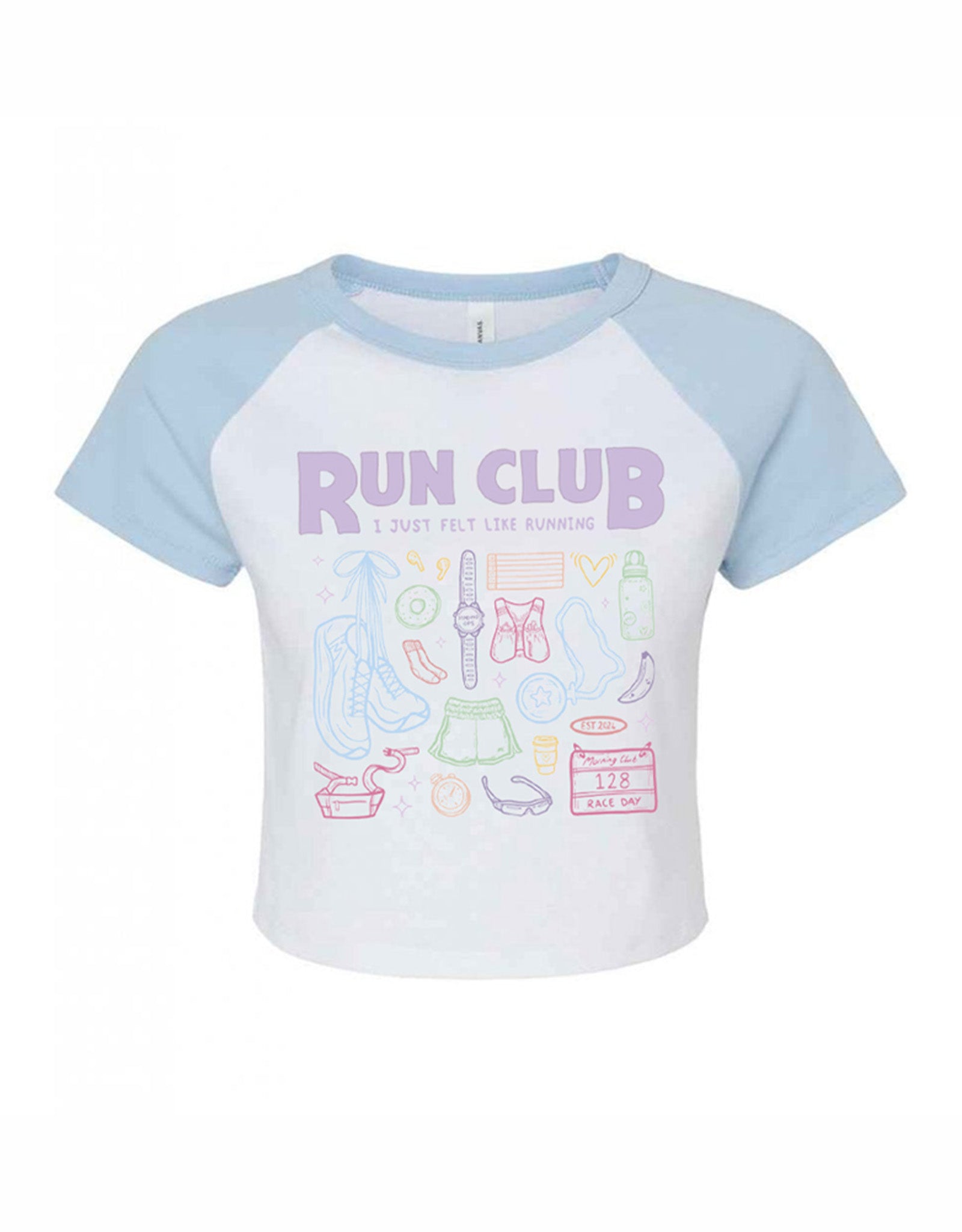 Run Club Printed Micro Rib Raglan Baby Tee