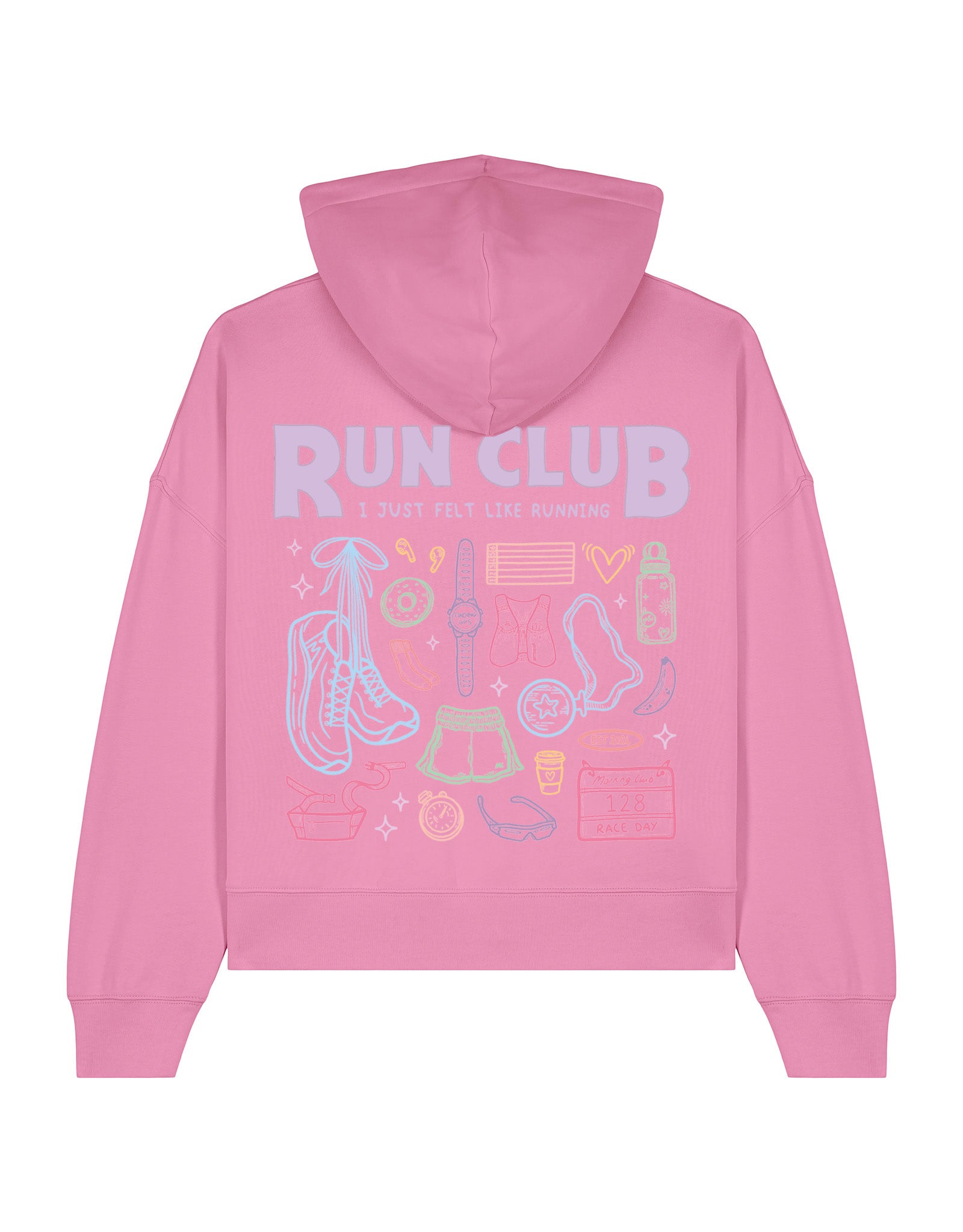 Run Club Printed Boxy Organic Cotton Hoodie