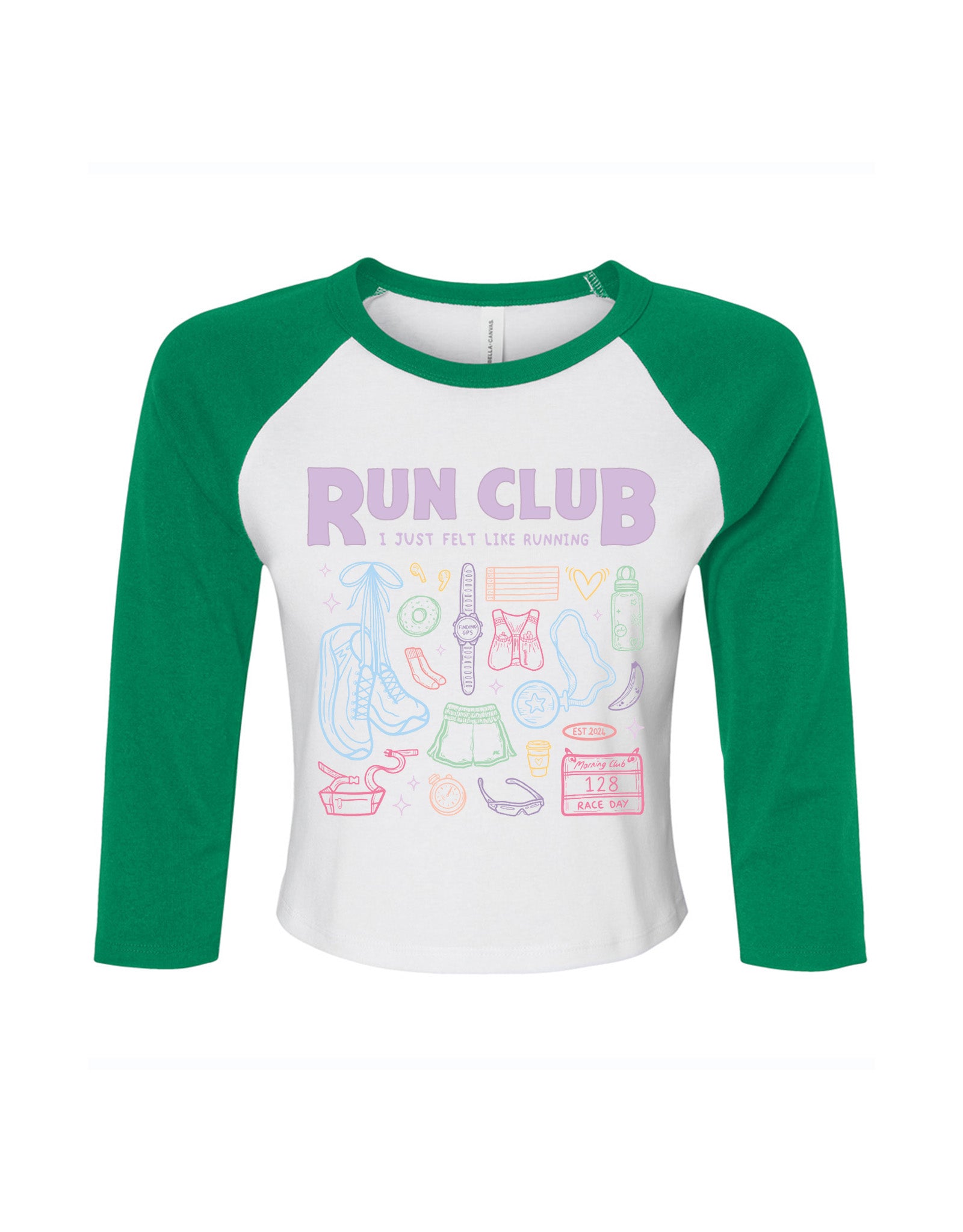 Run Club Printed Micro Rib 3/4 Sleeve Tee