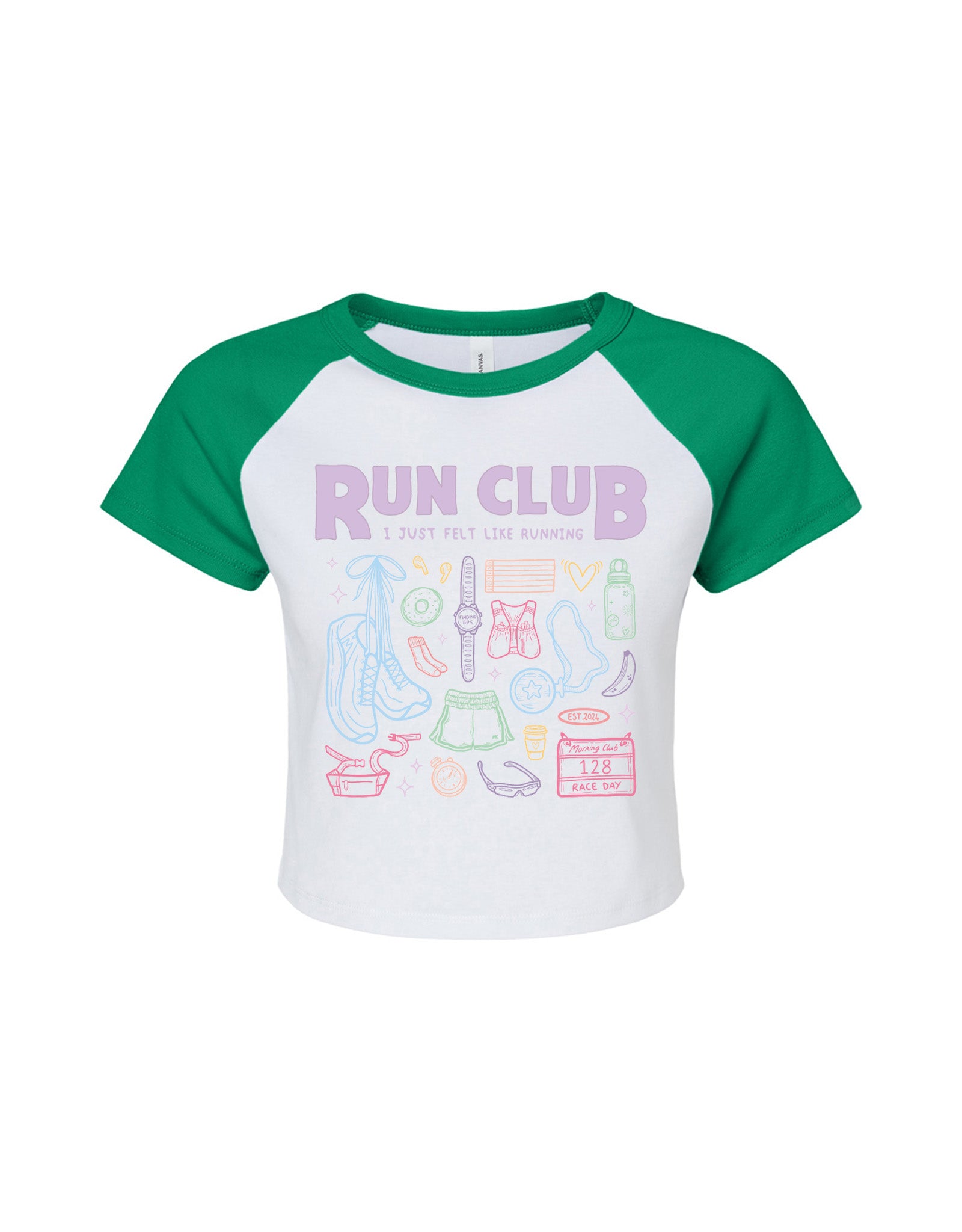 Run Club Printed Micro Rib Raglan Baby Tee