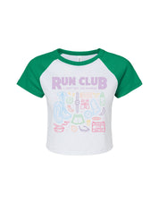 Run Club Printed Micro Rib Raglan Baby Tee