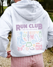 Run Club Printed Boxy Organic Cotton Zip Hoodie