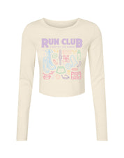 Run Club Printed Micro Rib Long Sleeved Tee