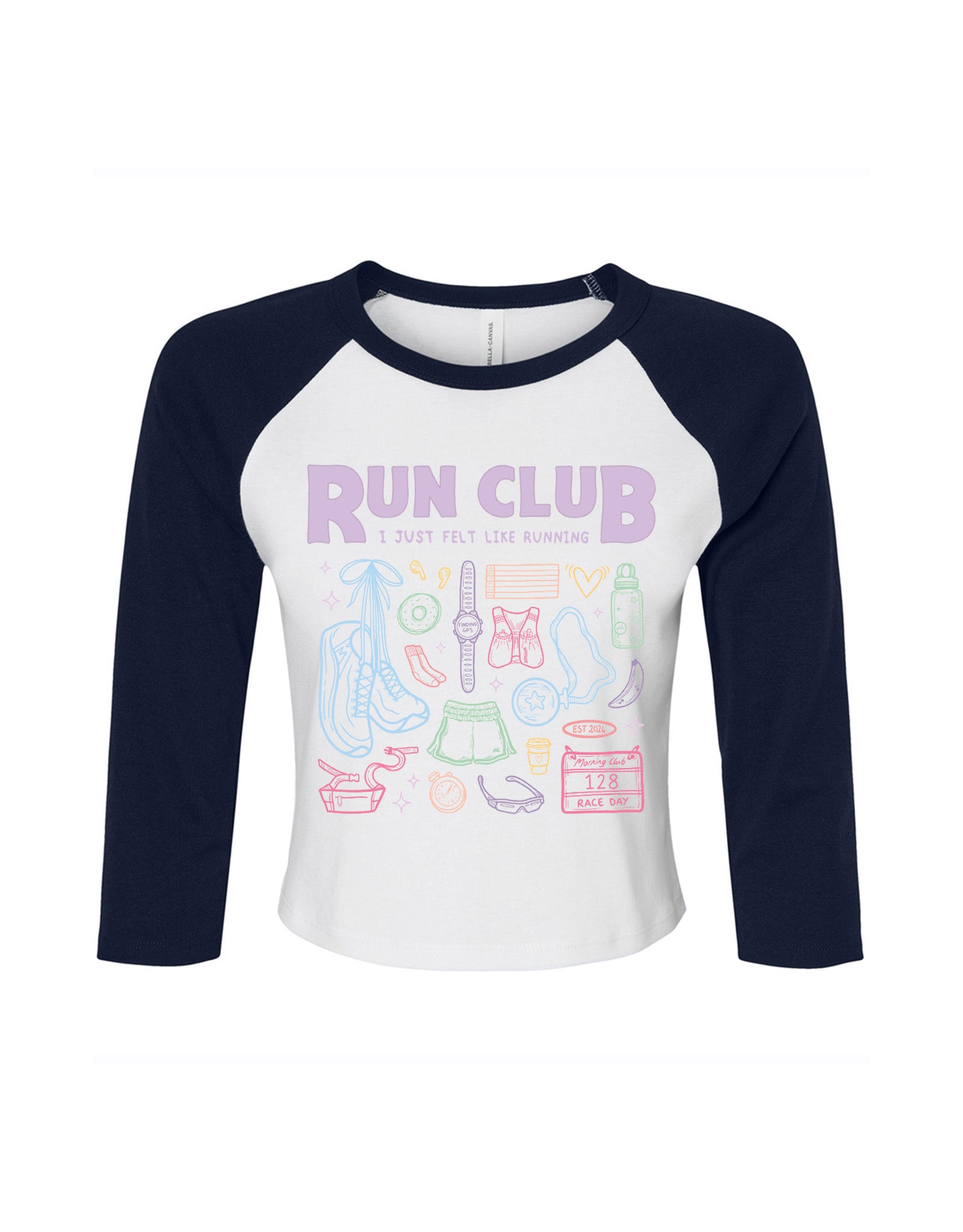 Run Club Printed Micro Rib 3/4 Sleeve Tee