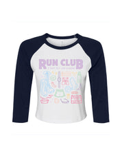 Run Club Printed Micro Rib 3/4 Sleeve Tee