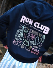 Run Club Printed Boxy Organic Cotton Zip Hoodie