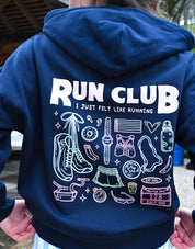 Run Club Printed Boxy Organic Cotton Zip Hoodie