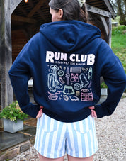 Run Club Printed Boxy Organic Cotton Zip Hoodie