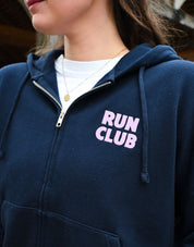 Run Club Printed Boxy Organic Cotton Zip Hoodie