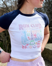 Run Club Printed Micro Rib Raglan Baby Tee
