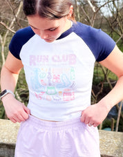 Run Club Printed Micro Rib Raglan Baby Tee