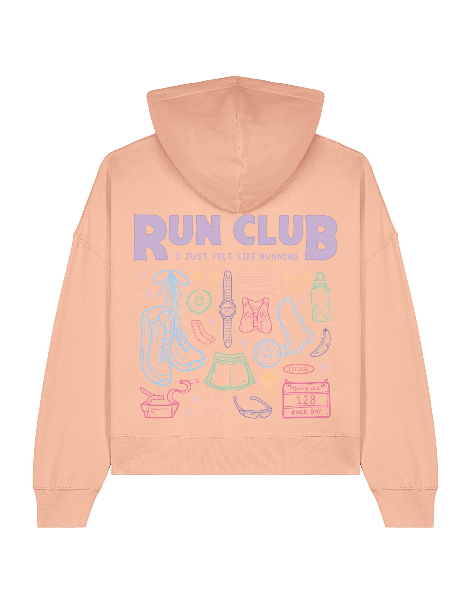 Run Club Printed Boxy Organic Cotton Hoodie