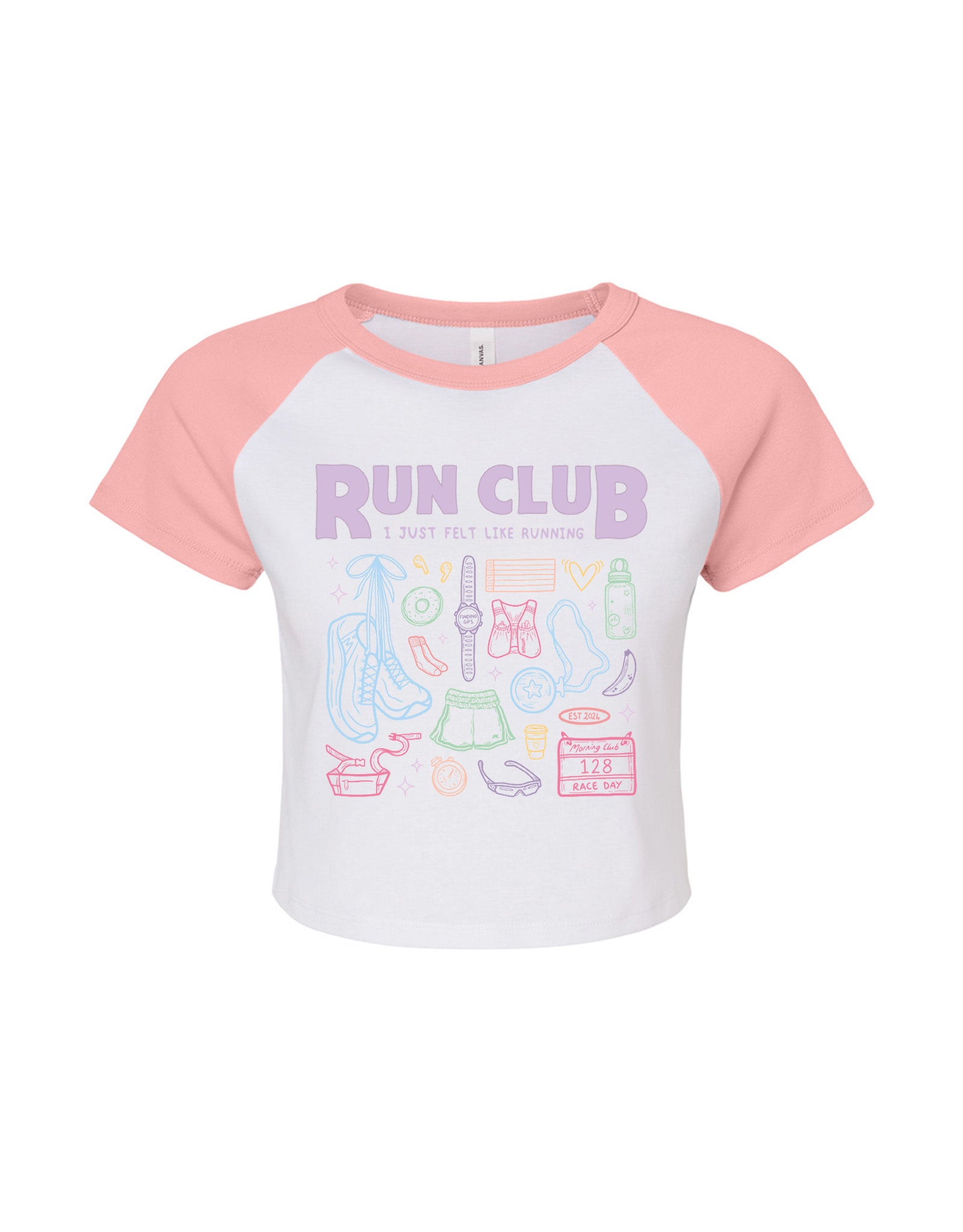 Run Club Printed Micro Rib Raglan Baby Tee