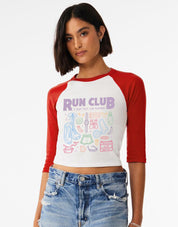 Run Club Printed Micro Rib 3/4 Sleeve Tee