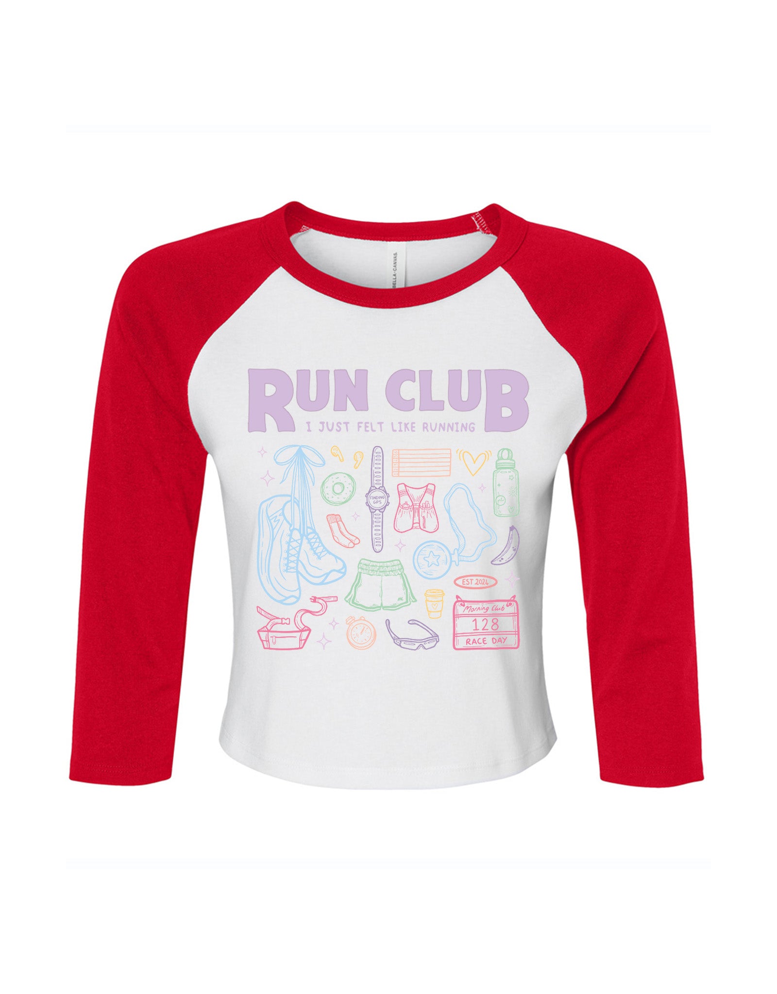 Run Club Printed Micro Rib 3/4 Sleeve Tee