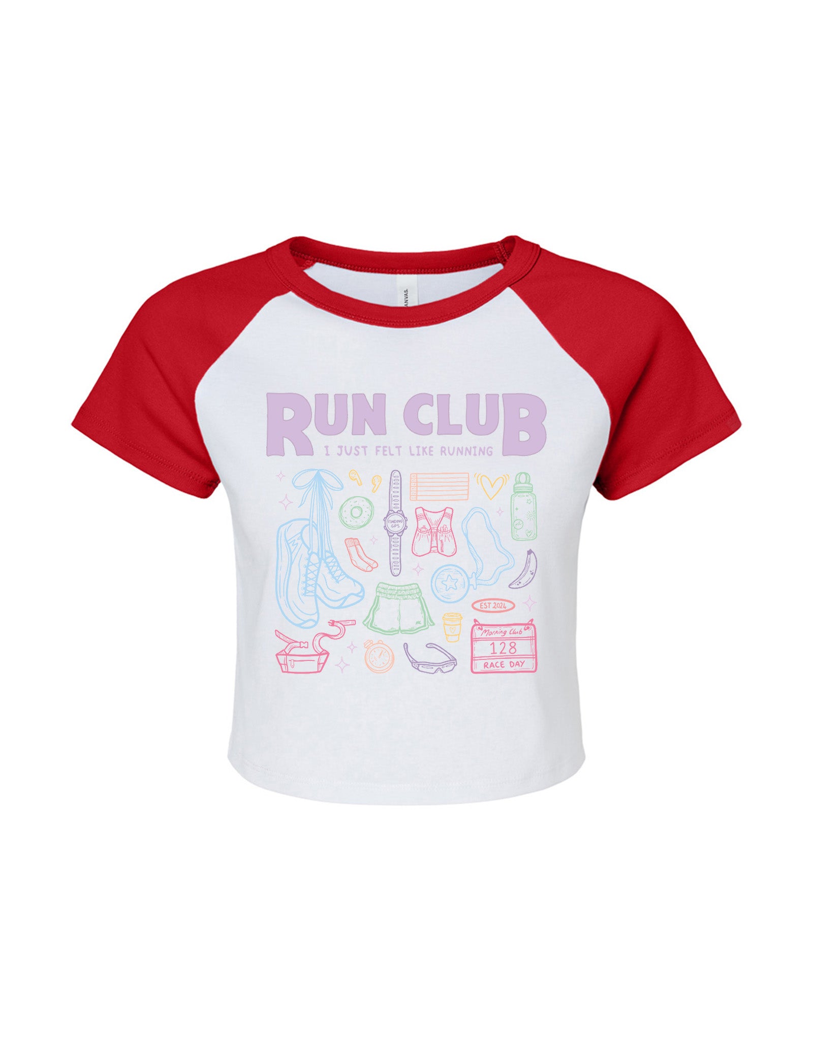 Run Club Printed Micro Rib Raglan Baby Tee