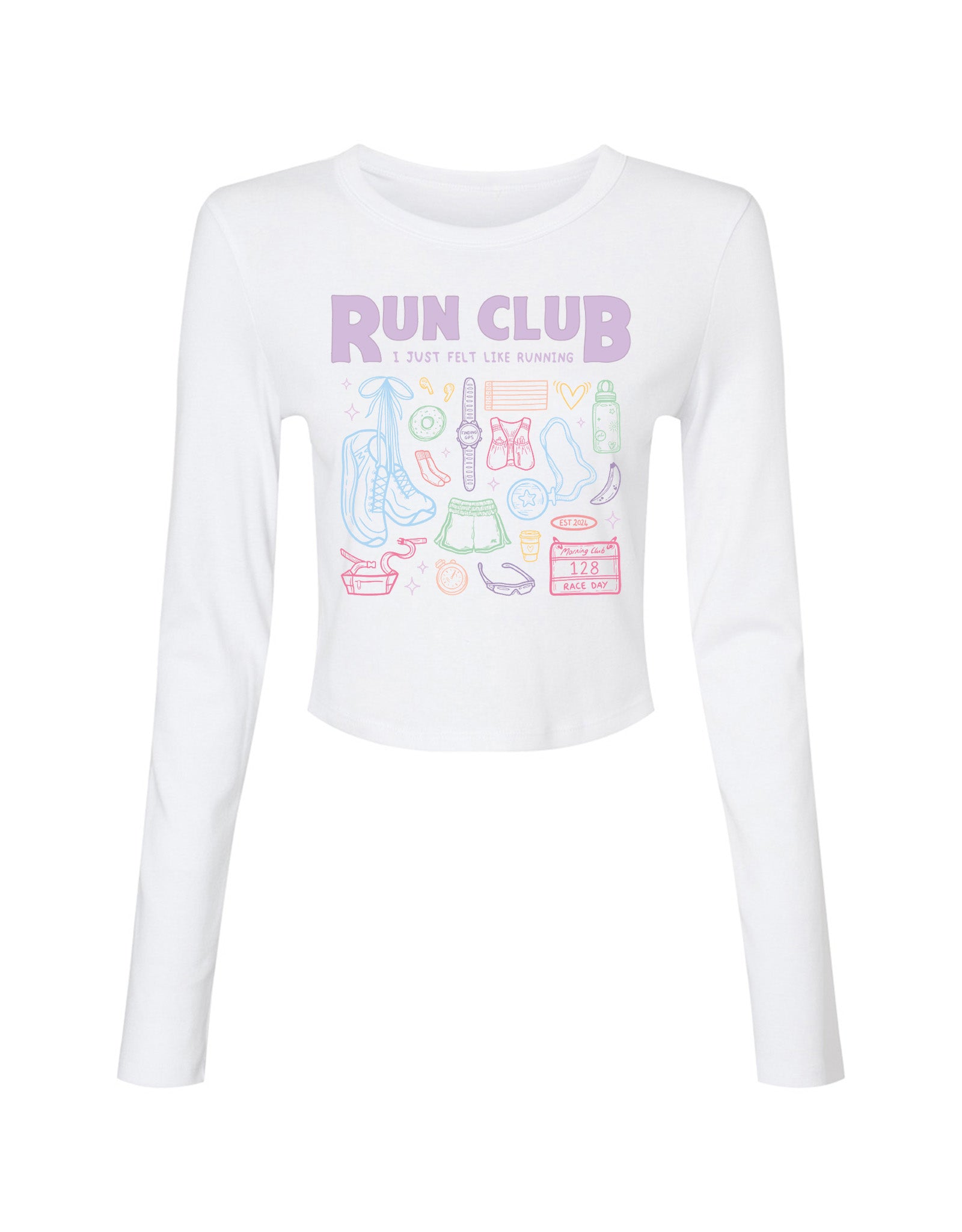 Run Club Printed Micro Rib Long Sleeved Tee