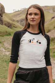 Sabrina Embroidered Micro Rib 3/4 Sleeve Tee