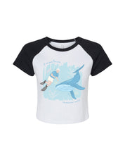 Save The Sea Printed Micro Rib Raglan Baby Tee