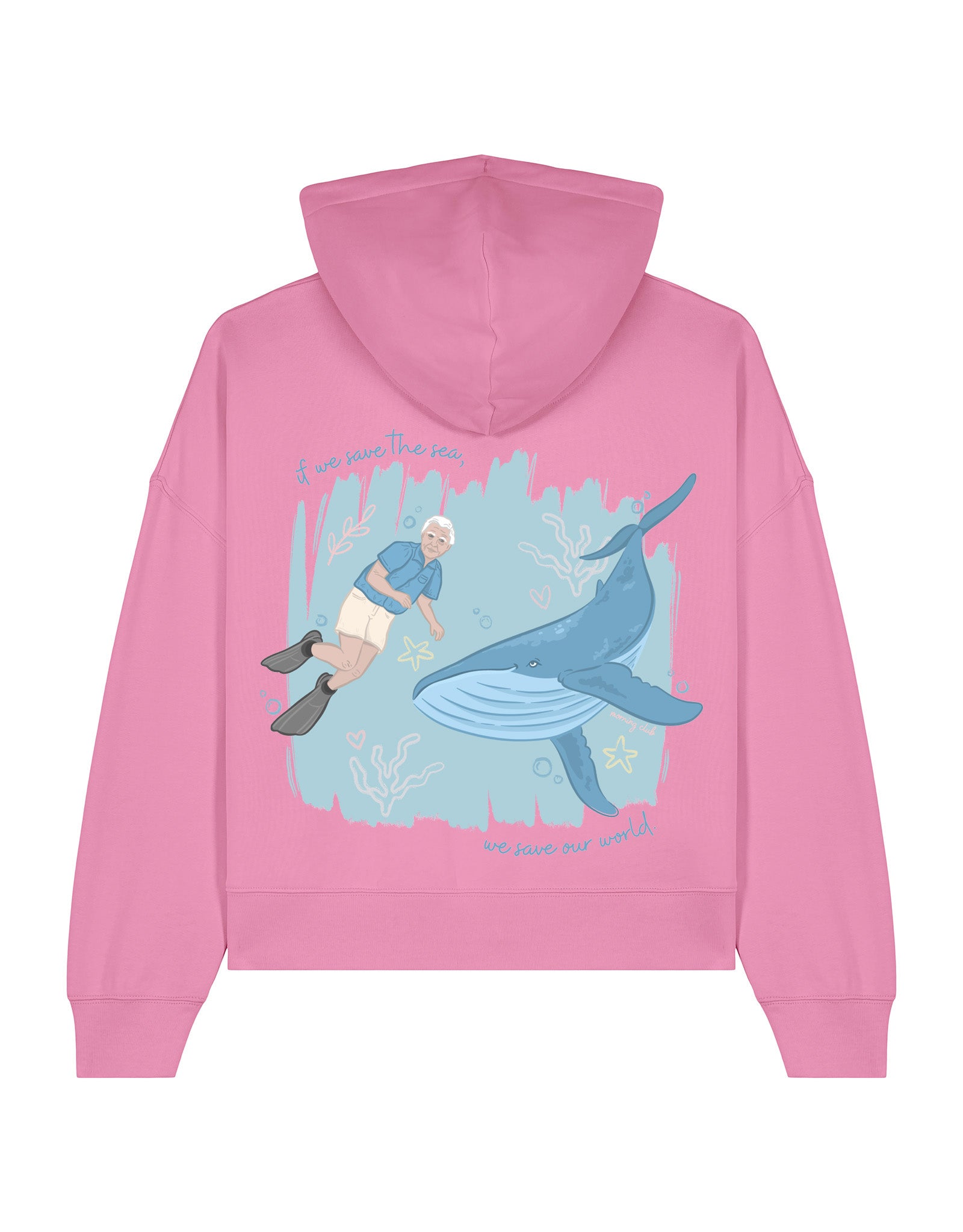 Save The Sea Printed Boxy Organic Cotton Hoodie