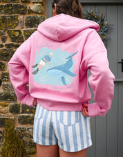 Sea The Sea Printed Boxy Organic Cotton Zip Hoodie