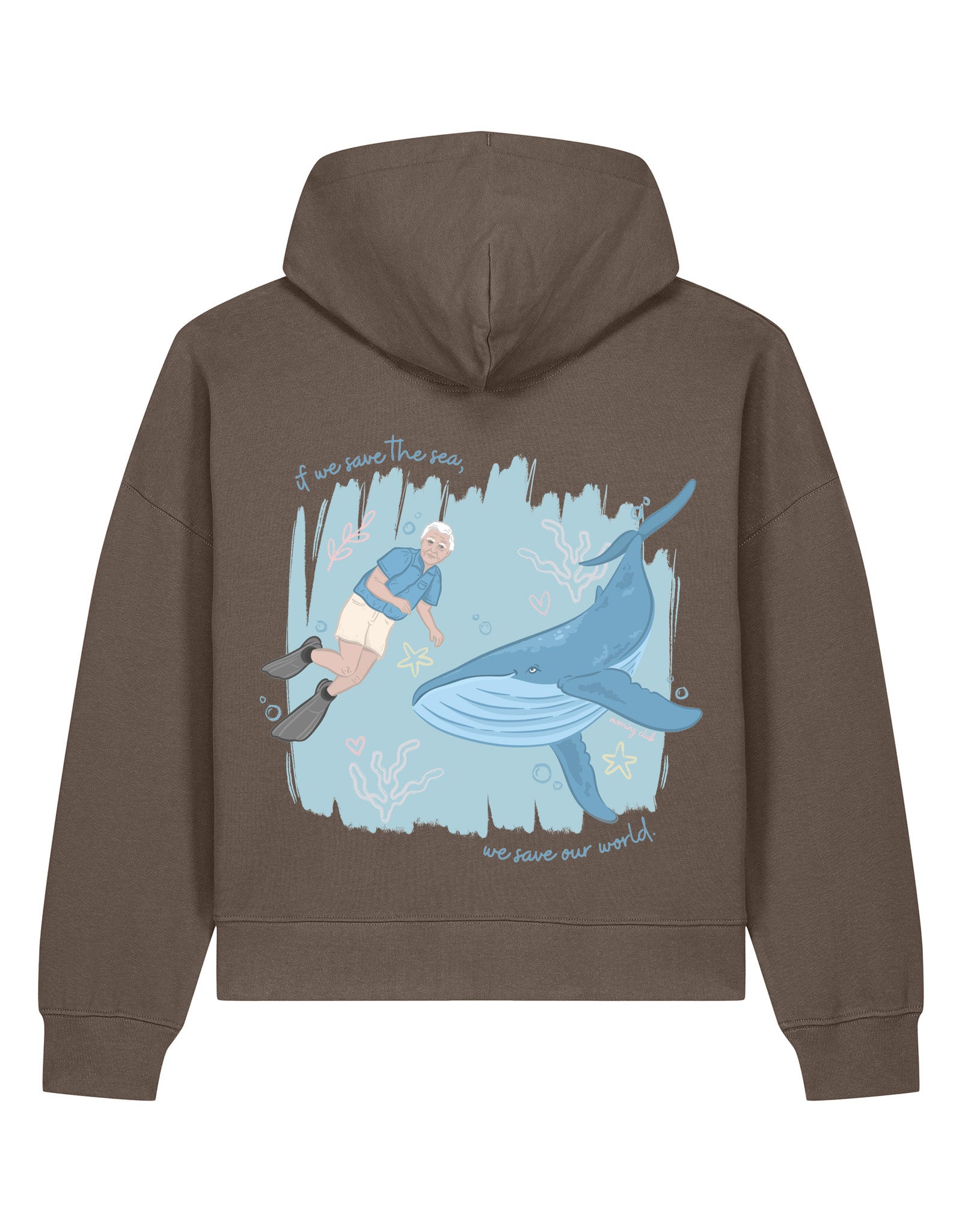 Save The Sea Printed Boxy Organic Cotton Hoodie