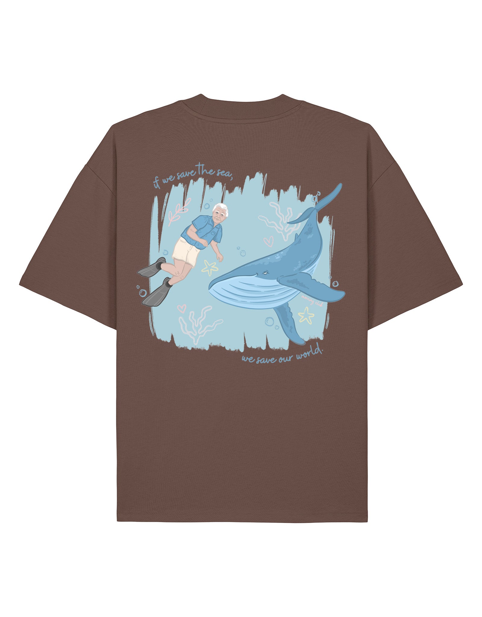 Save The Sea Printed Oversized Organic Cotton Tee
