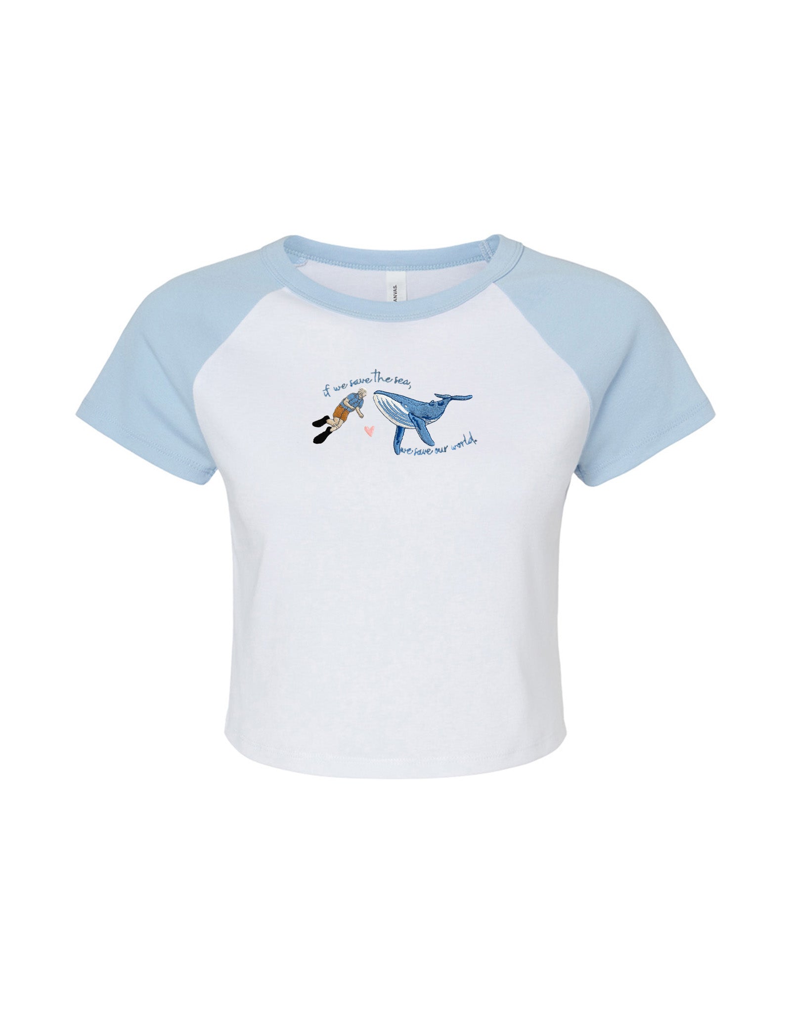 Save The Sea Embroidered Micro Rib Baby Tee
