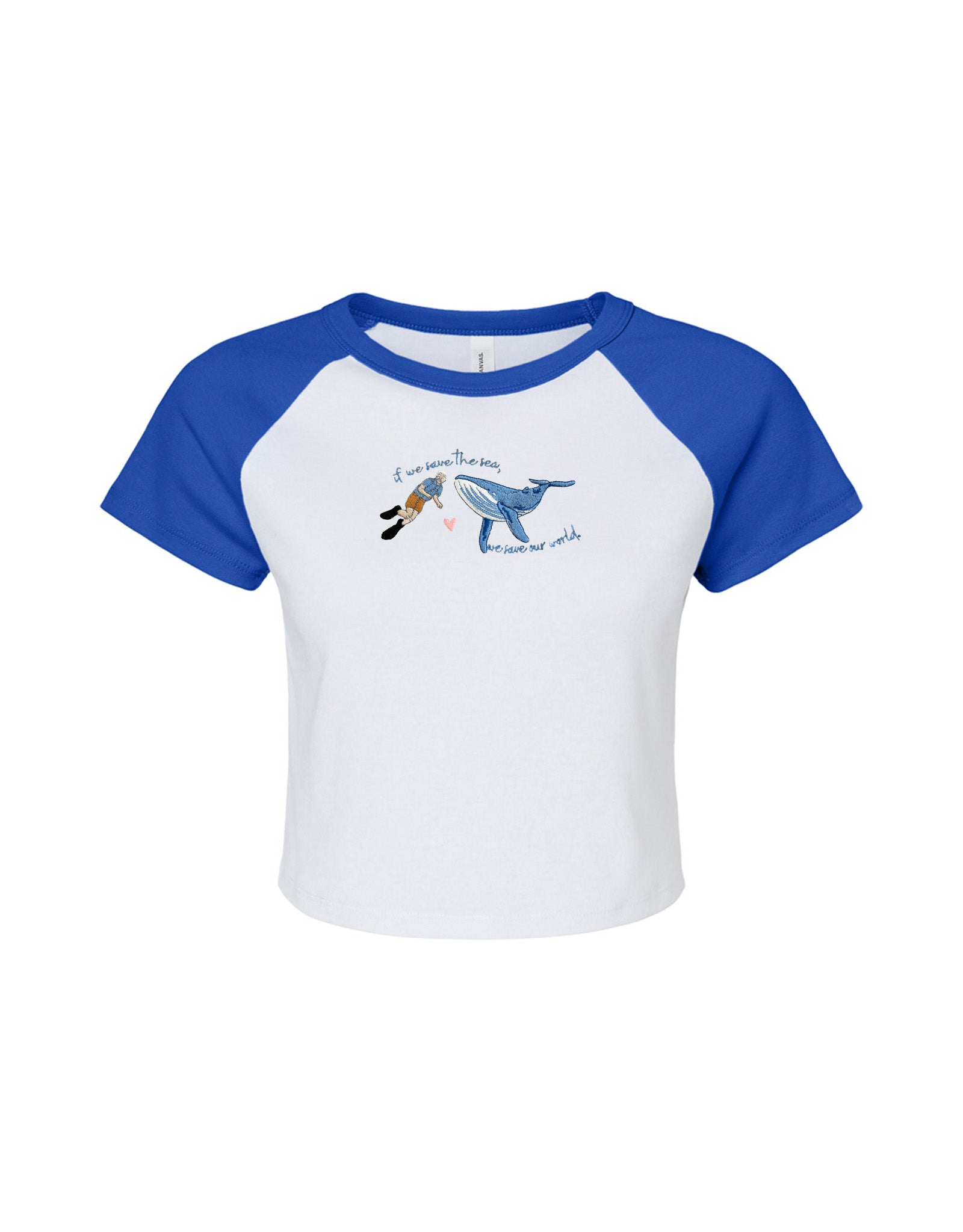 Save The Sea Embroidered Micro Rib Baby Tee