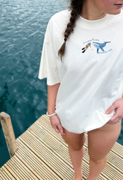Save The Sea Embroidered Oversized Organic Cotton Tee