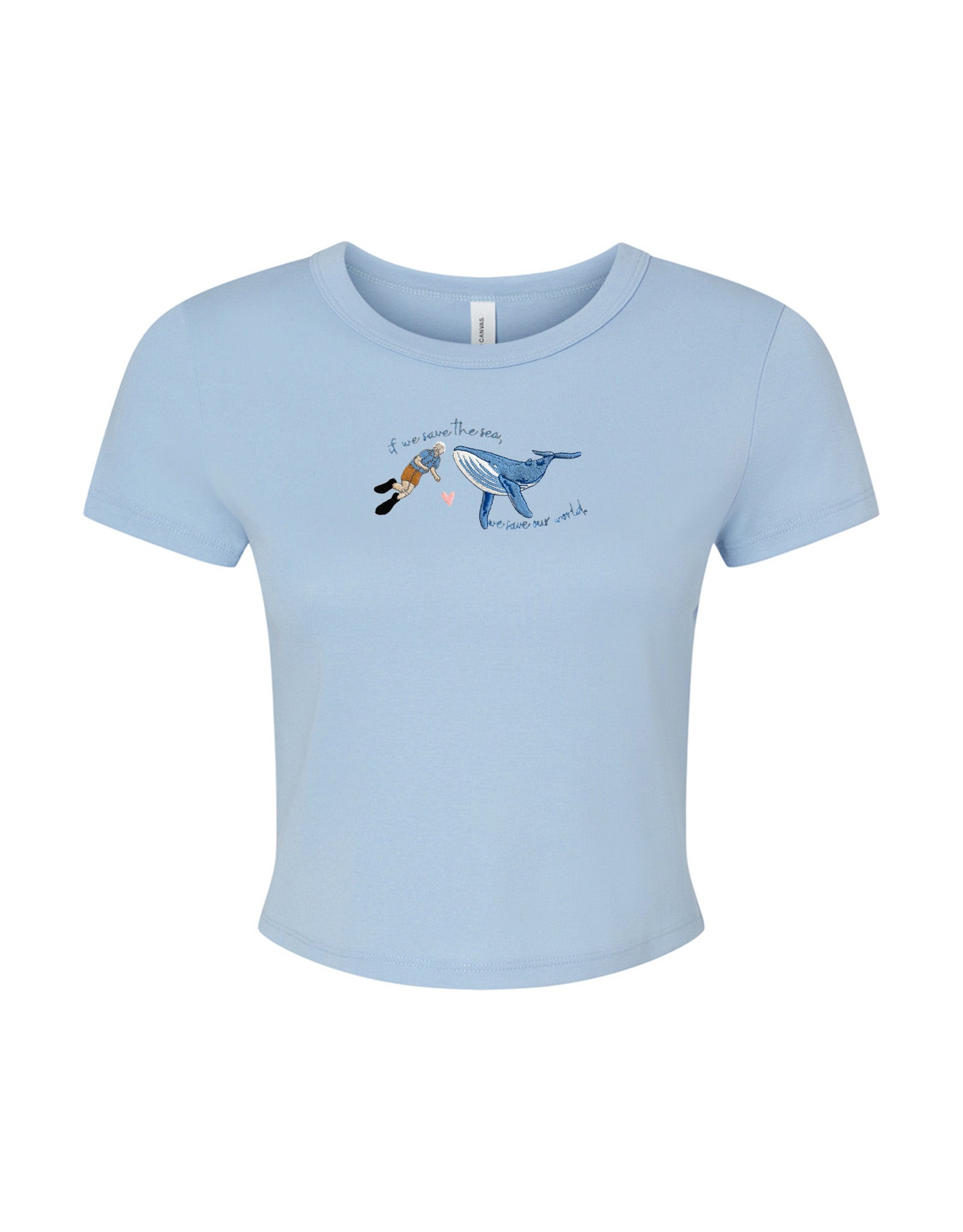 Save The Sea Embroidered Micro Rib Baby Tee