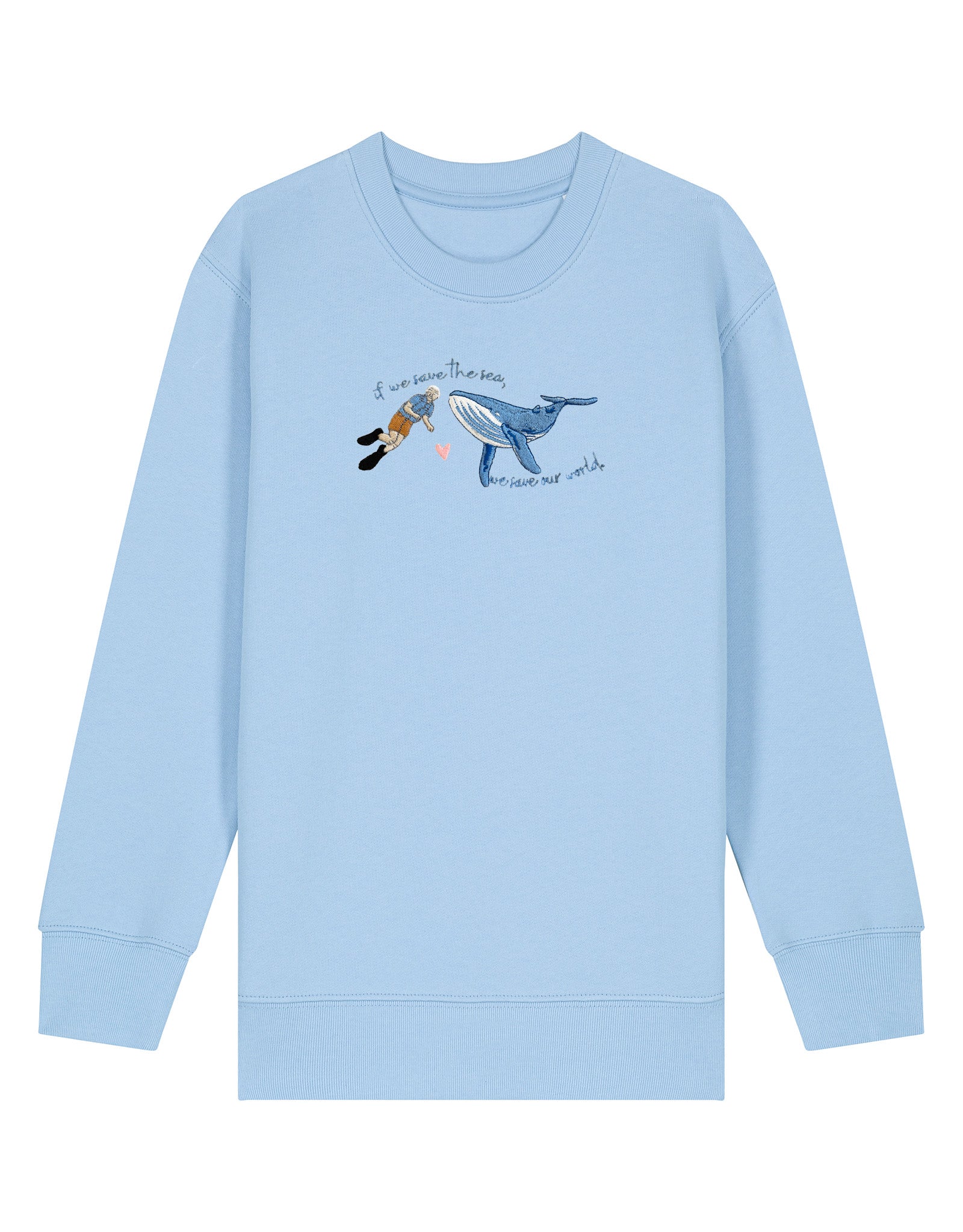 Save The Sea Embroidered Organic Cotton Childrens Sweatshirt