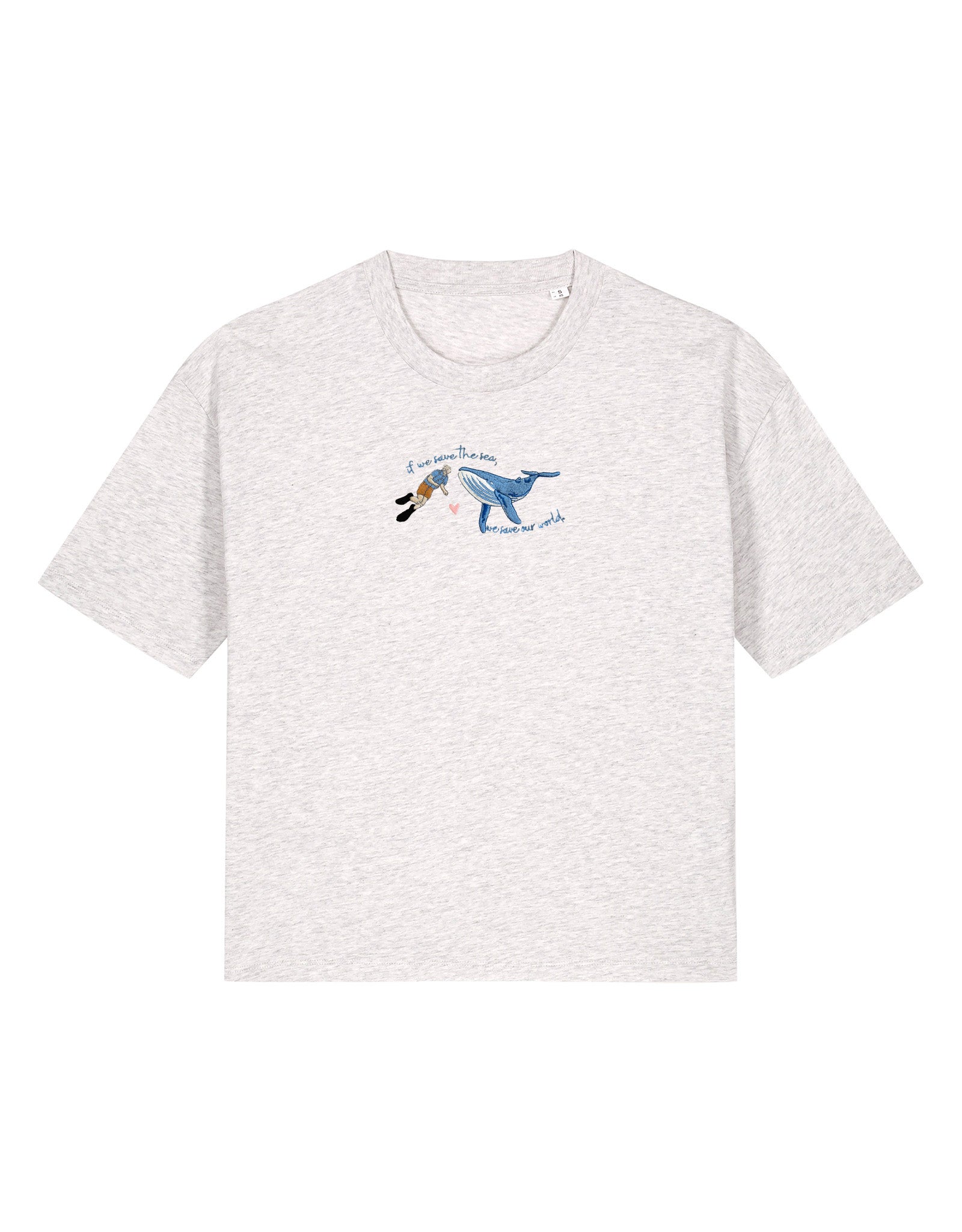 Save The Sea Embroidered Boxy Organic Cotton Tee
