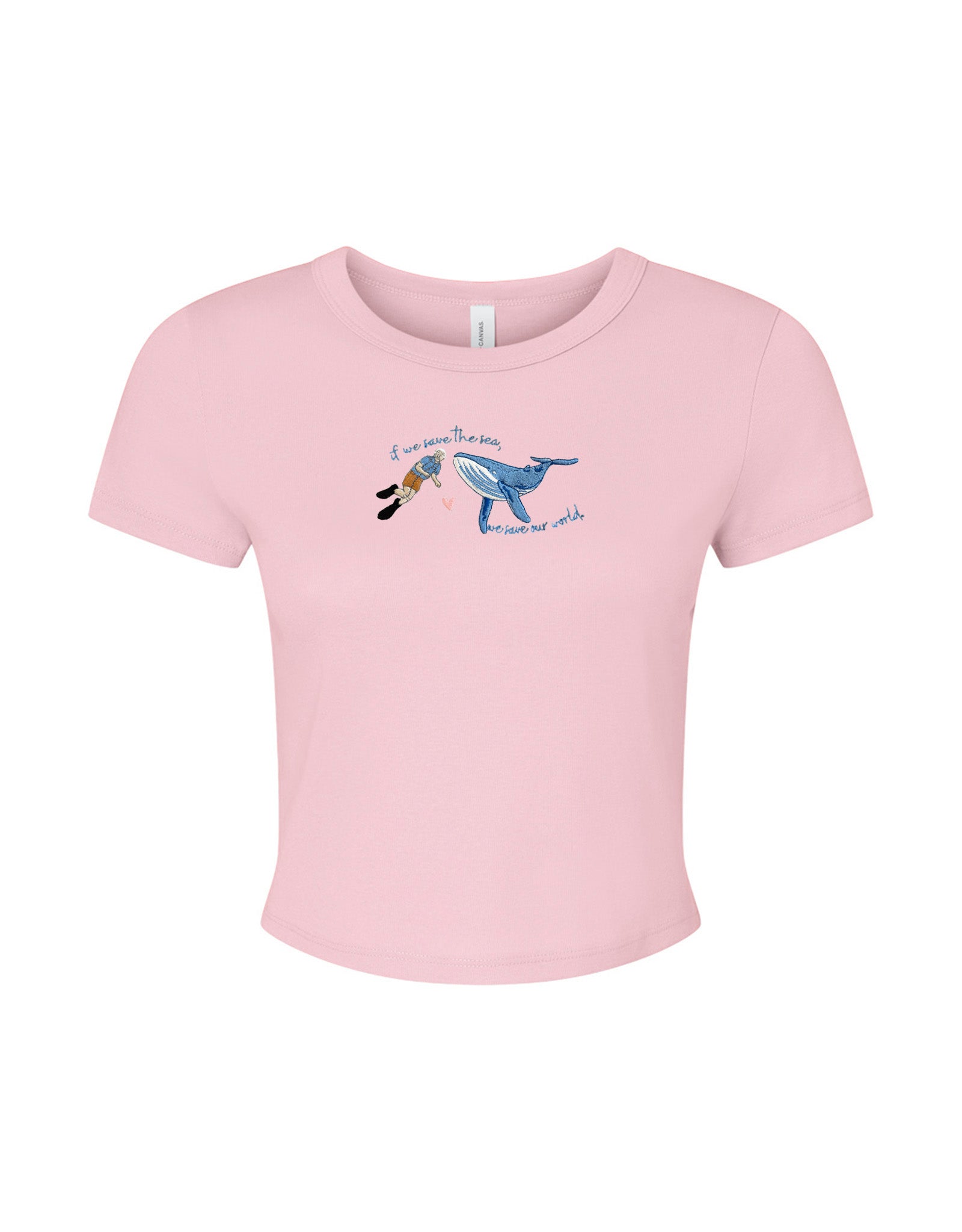 Save The Sea Embroidered Micro Rib Baby Tee