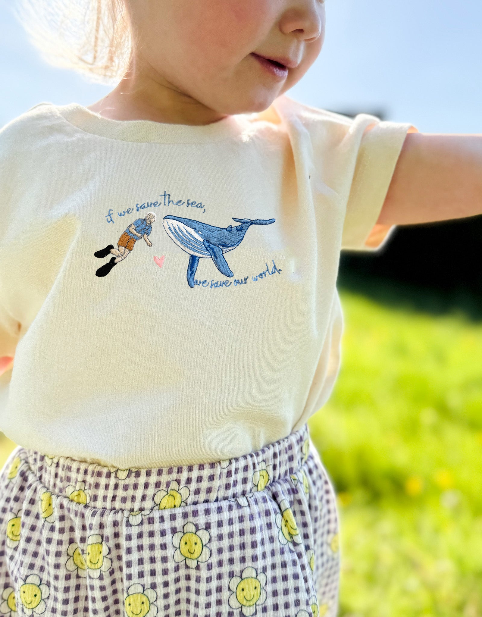 Save The Sea Embroidered Organic Cotton Childrens T-Shirt