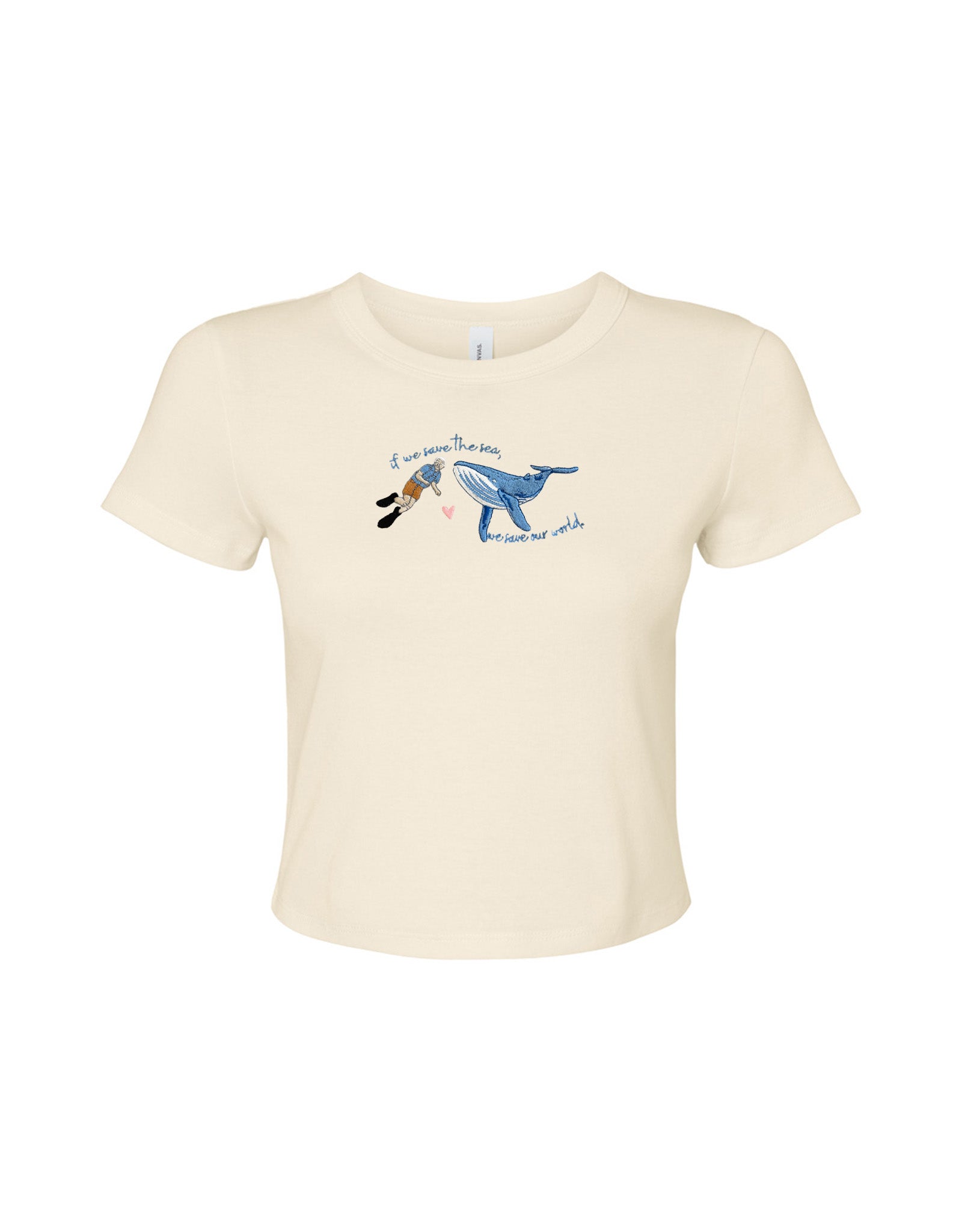 Save The Sea Embroidered Micro Rib Baby Tee