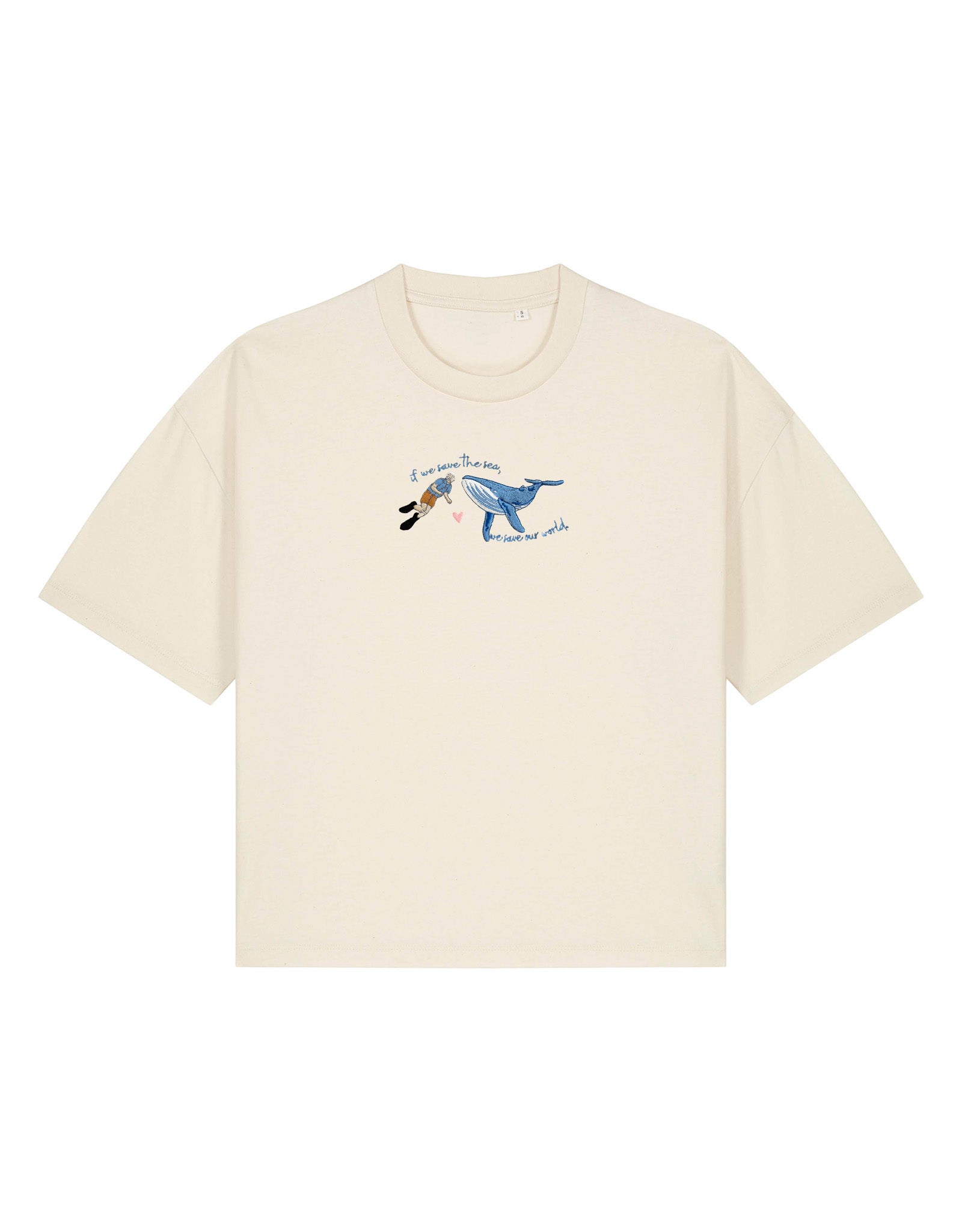 Save The Sea Embroidered Boxy Organic Cotton Tee