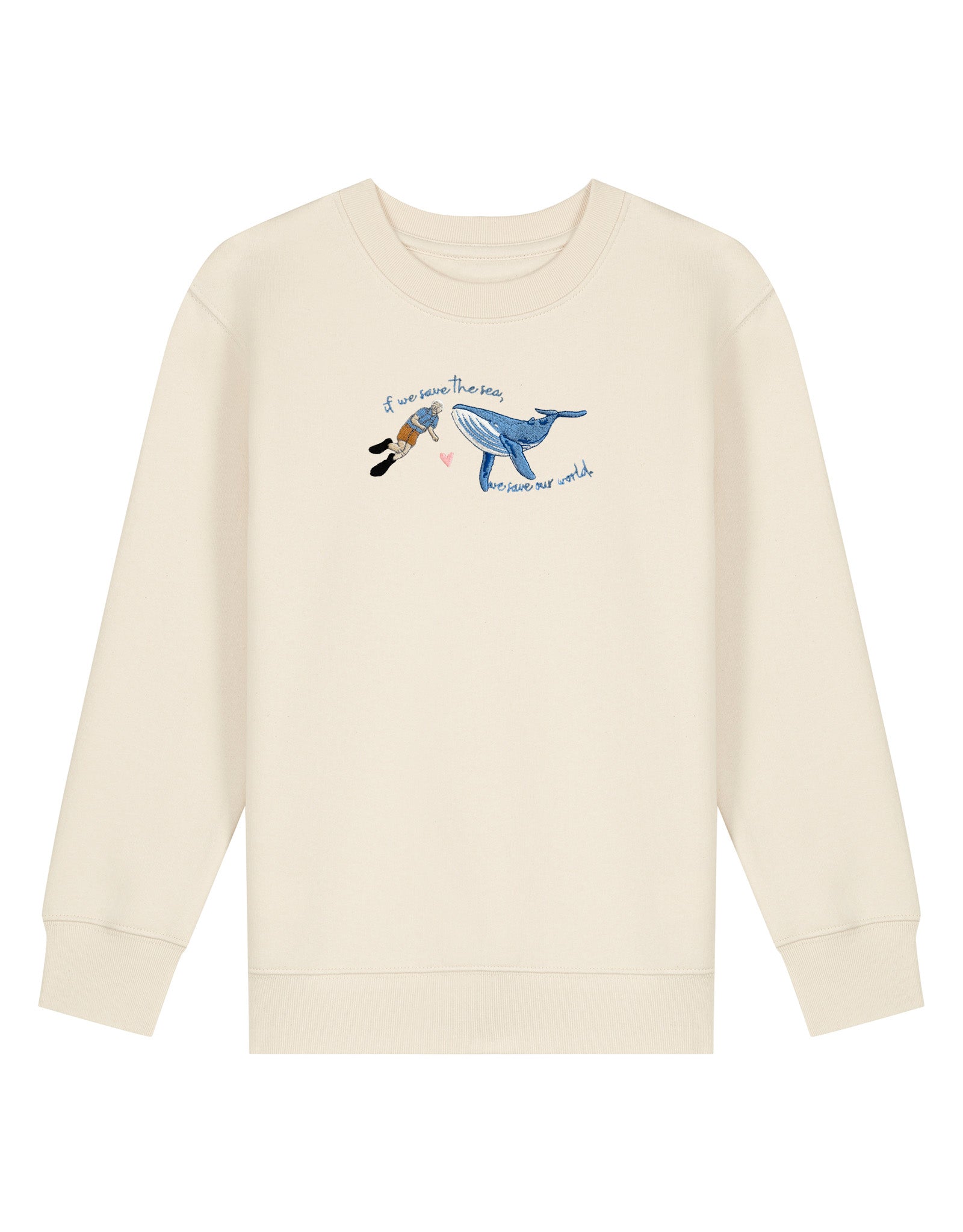 Save The Sea Embroidered Organic Cotton Childrens Sweatshirt